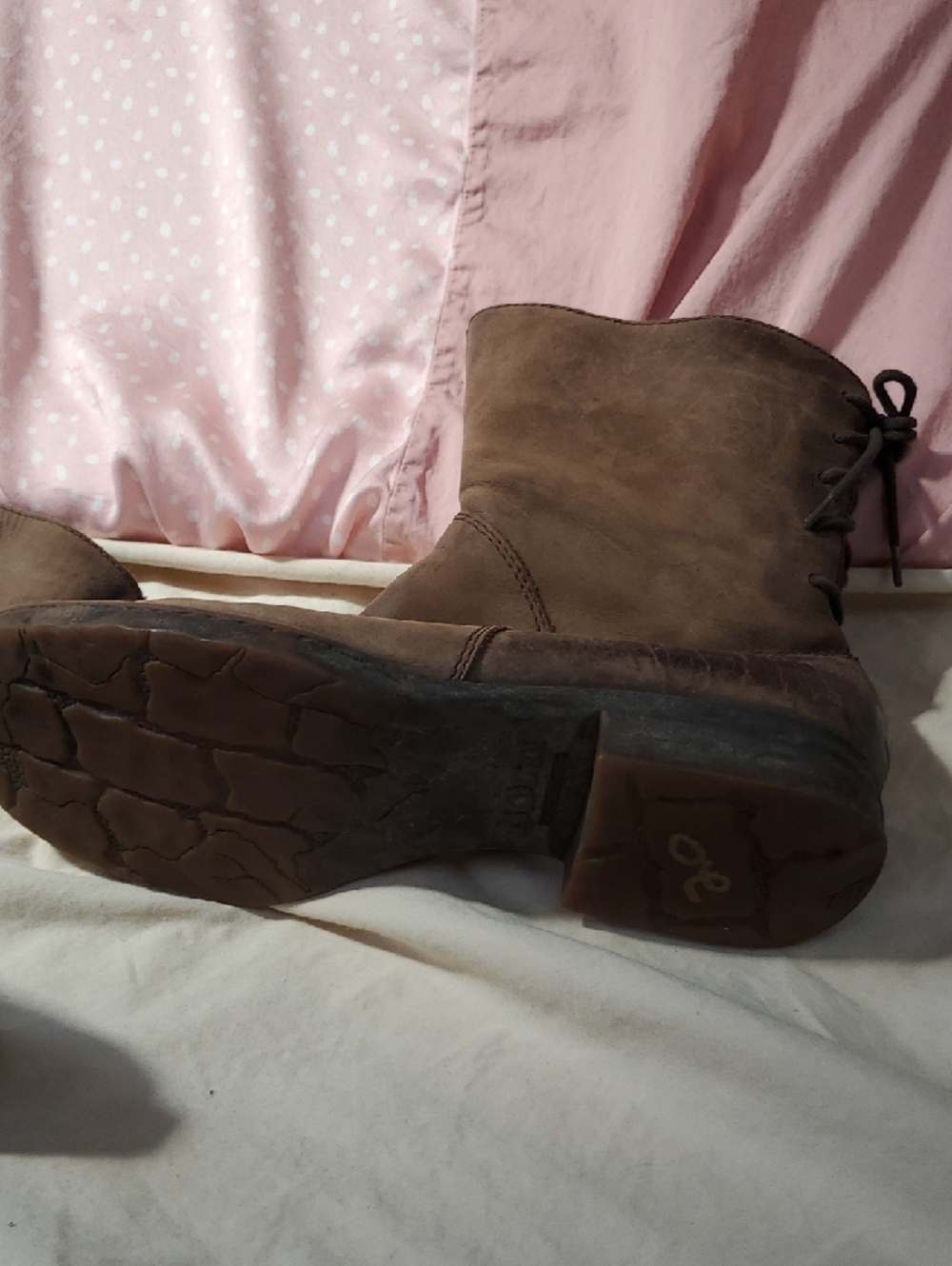 Womens 8 Born Brown Lace-Up Side-Zip Leather Boots - Picture 10 of 14